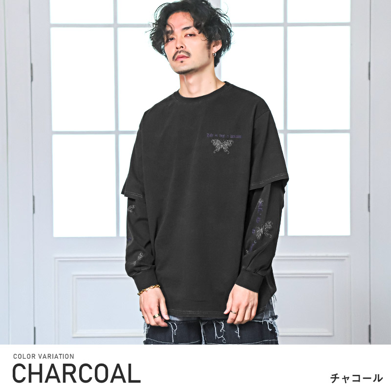 楽天市場】ロンT メンズ 長袖Tシャツ ビッグシルエット ロゴ 蝶