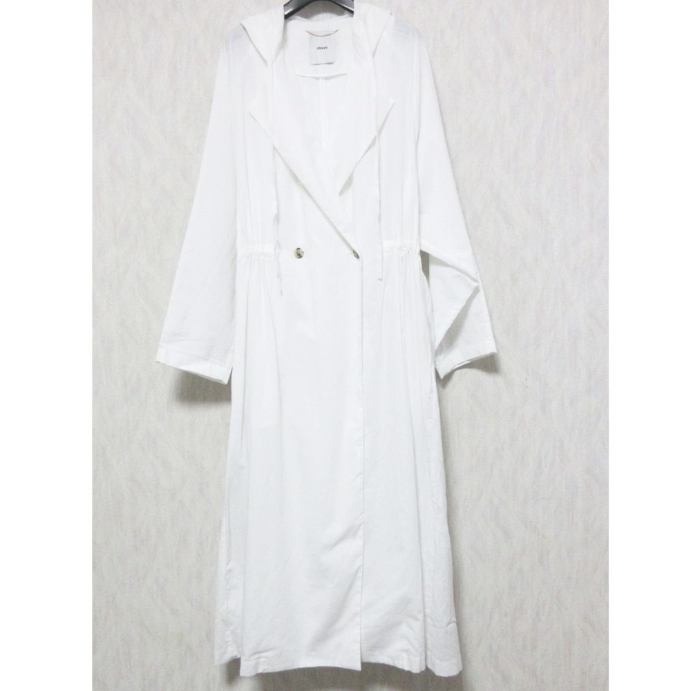 ebure ライトコットンリネン フーデットコート (ホワイト/36) 【公式通販】