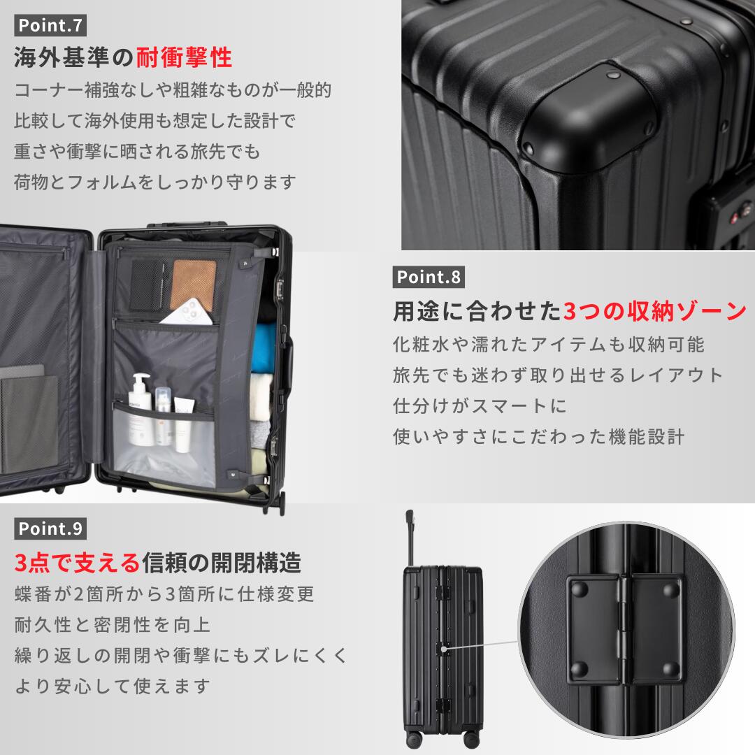 リベティ多機能キャリーケース【マットブラックМサイズ】A8 リベティ多