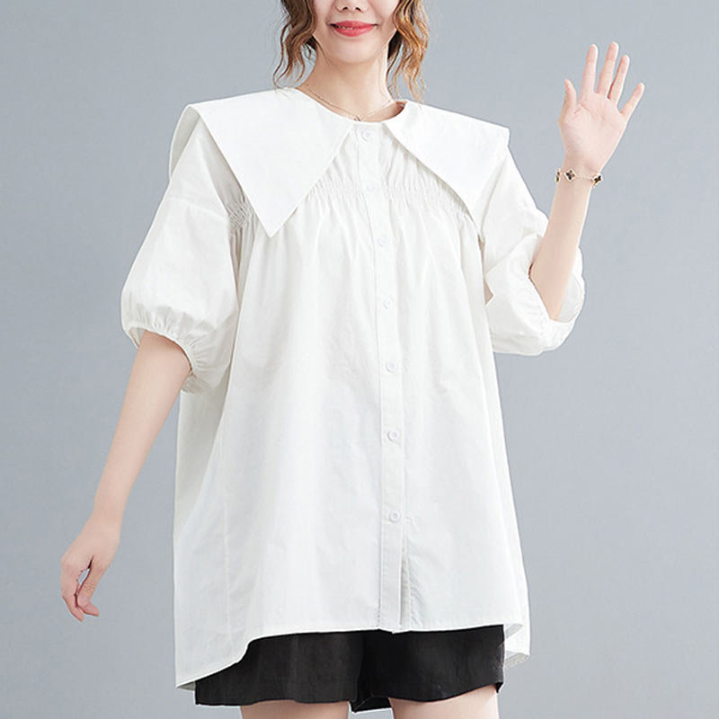 楽天市場】チュニック シャツ 半袖 夏 白シャツ セーラーカラー リネン