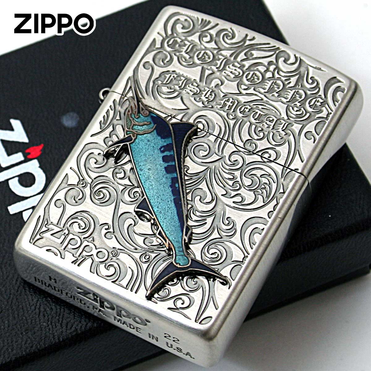 楽天市場】Zippo ジッポライター カジキ ヴィンテージ 七宝メタル 海水