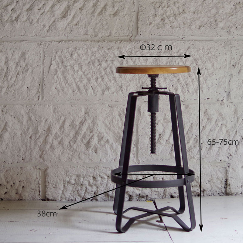 S*y様 5005）円形木製座面のアイアンスツール ヴィンテージ インダスト