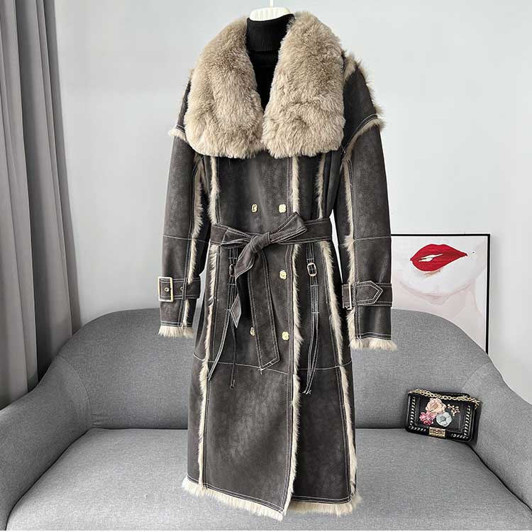 楽天市場】ラムファー襟 Wフェイス ラビットファームートン ロング