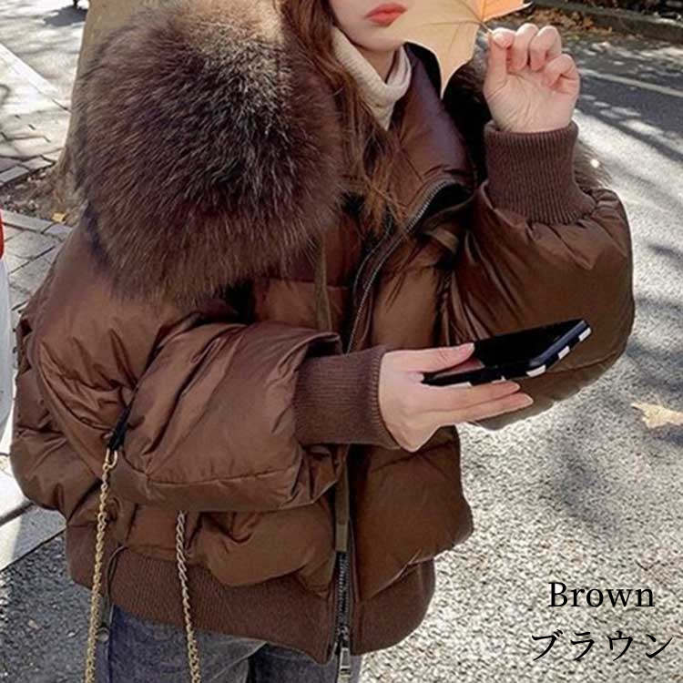 楽天市場】全3色 ラクーンファー付き ダウンジャケット コート リブ袖