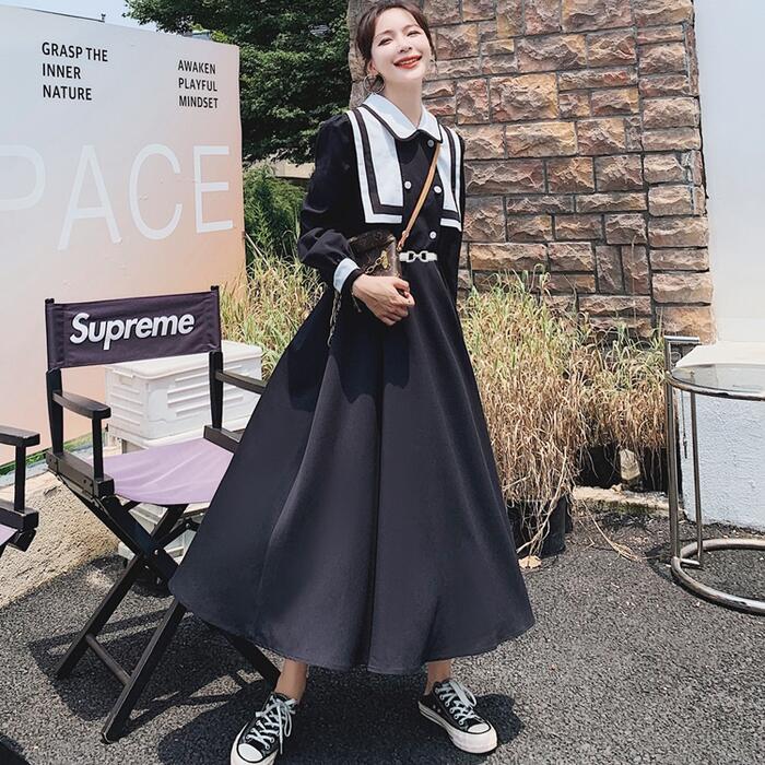 楽天市場】ワンピース 袖あり ロングワンピ ミモレ丈 レディース