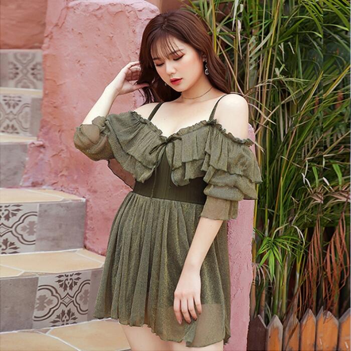 mikomori フリル ワンピース スイムウェア