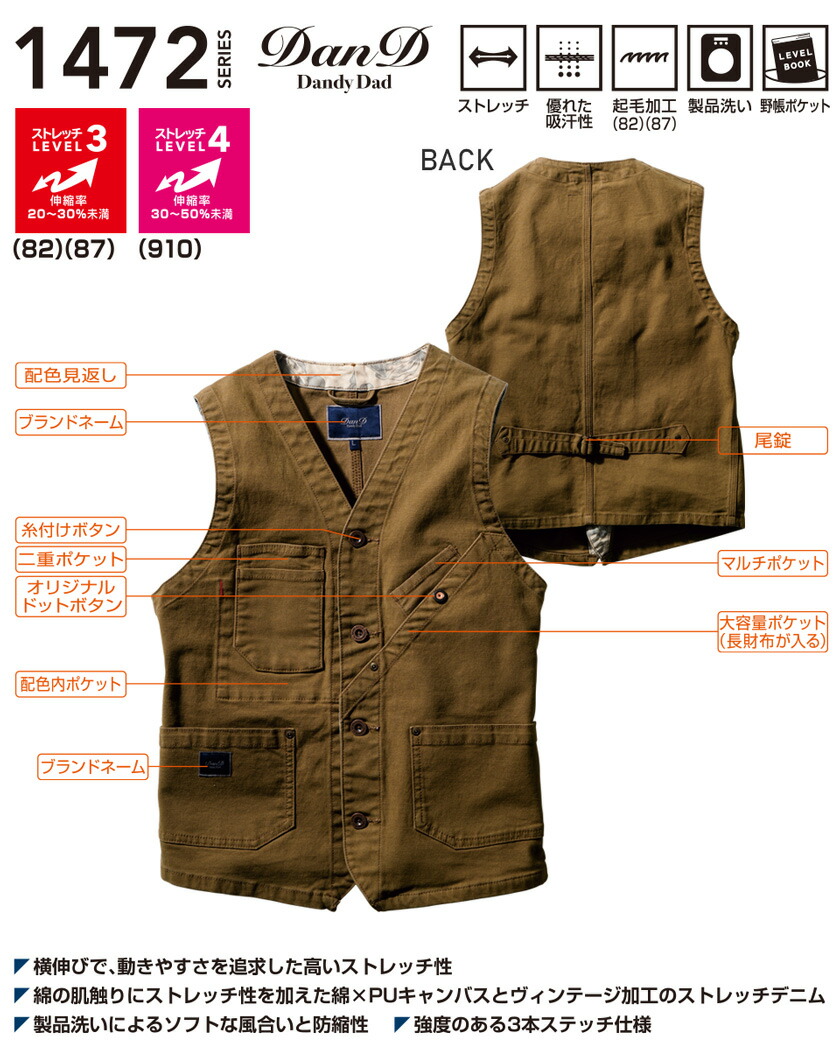 楽天市場】SOWA ベスト 1472-06 DanD Dandy Dad ソーワ 桑和 作業服