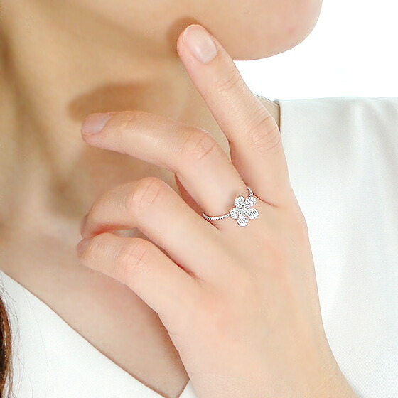 楽天市場】Pt950【0.25ct】ダイヤモンド フラワーモチーフ リング