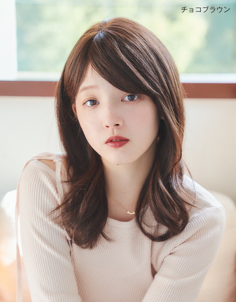 楽天市場】「天使のナチュラルウェイブミディ 人毛MIX」 人毛 ウィッグ