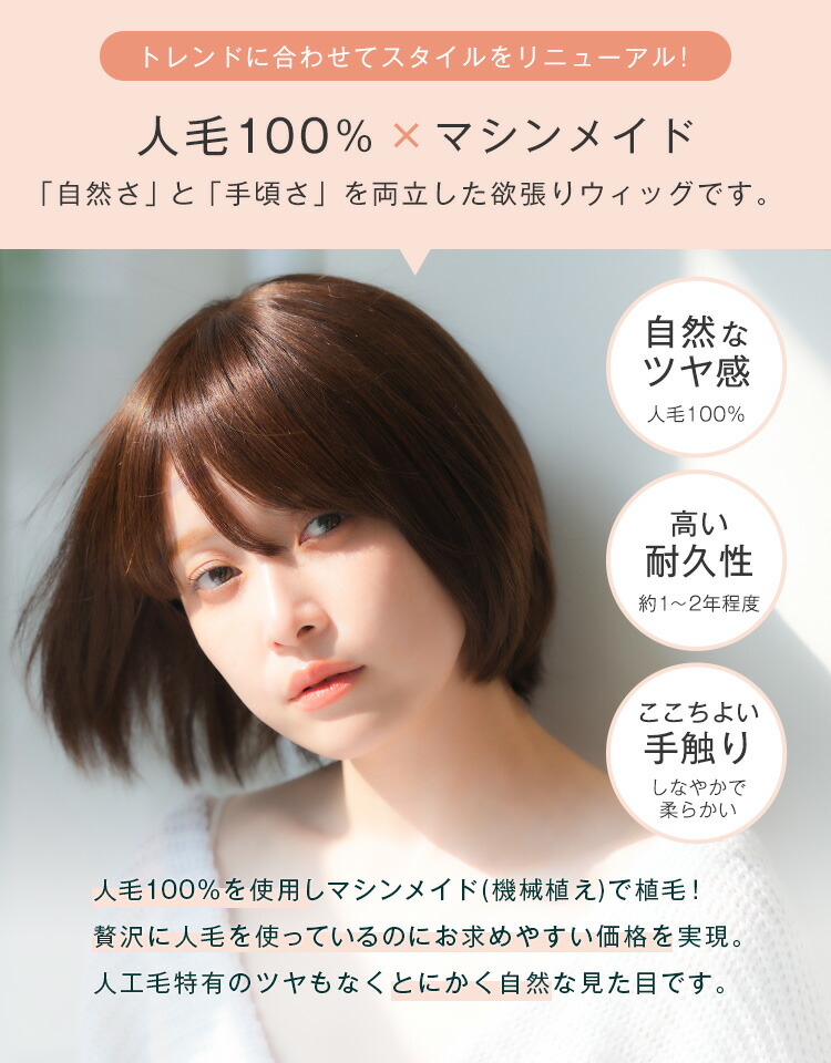 楽天市場】【安心の人毛100％】 人毛ウィッグ 医療用ウィッグ 「マシン