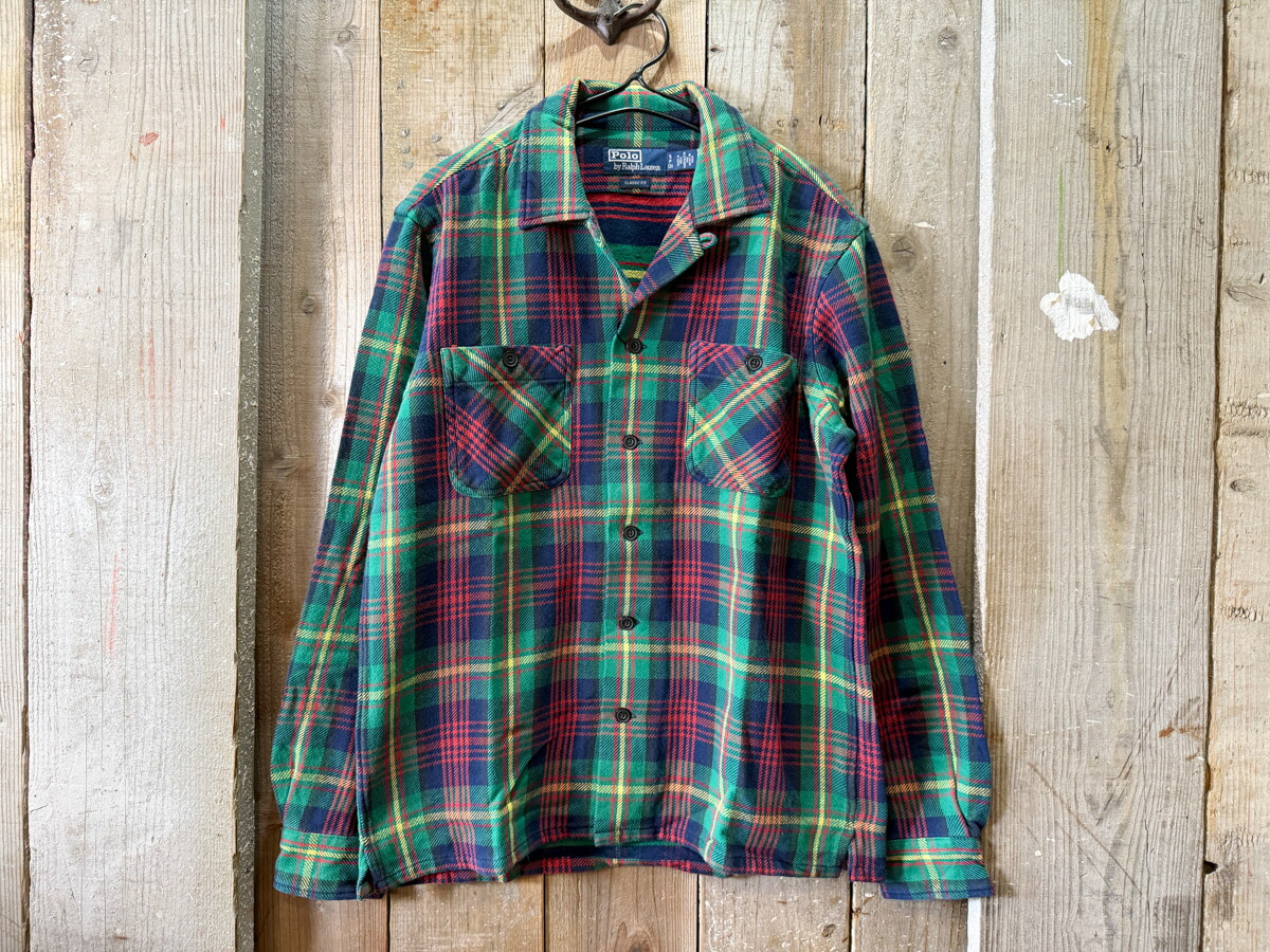 Polo by Ralph Lauren 緑青チェックネルシャツ M ポロ ラルフローレン