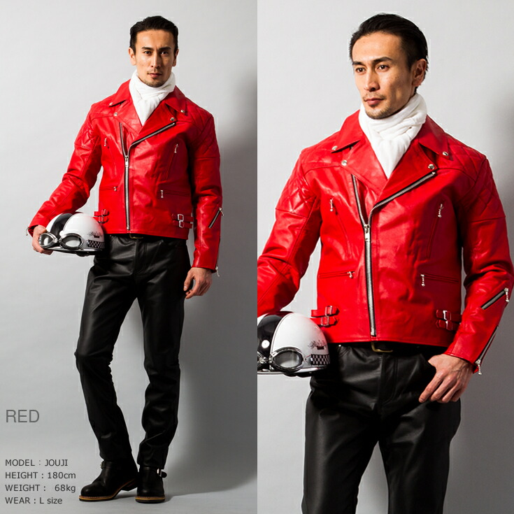 レッドレザージャケット Sサイズ ファー付き レッドレザージャケット S