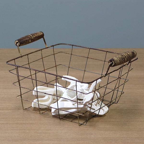 楽天市場】ワイヤーバスケット アンティーク風 約 幅18×奥行18×高さ