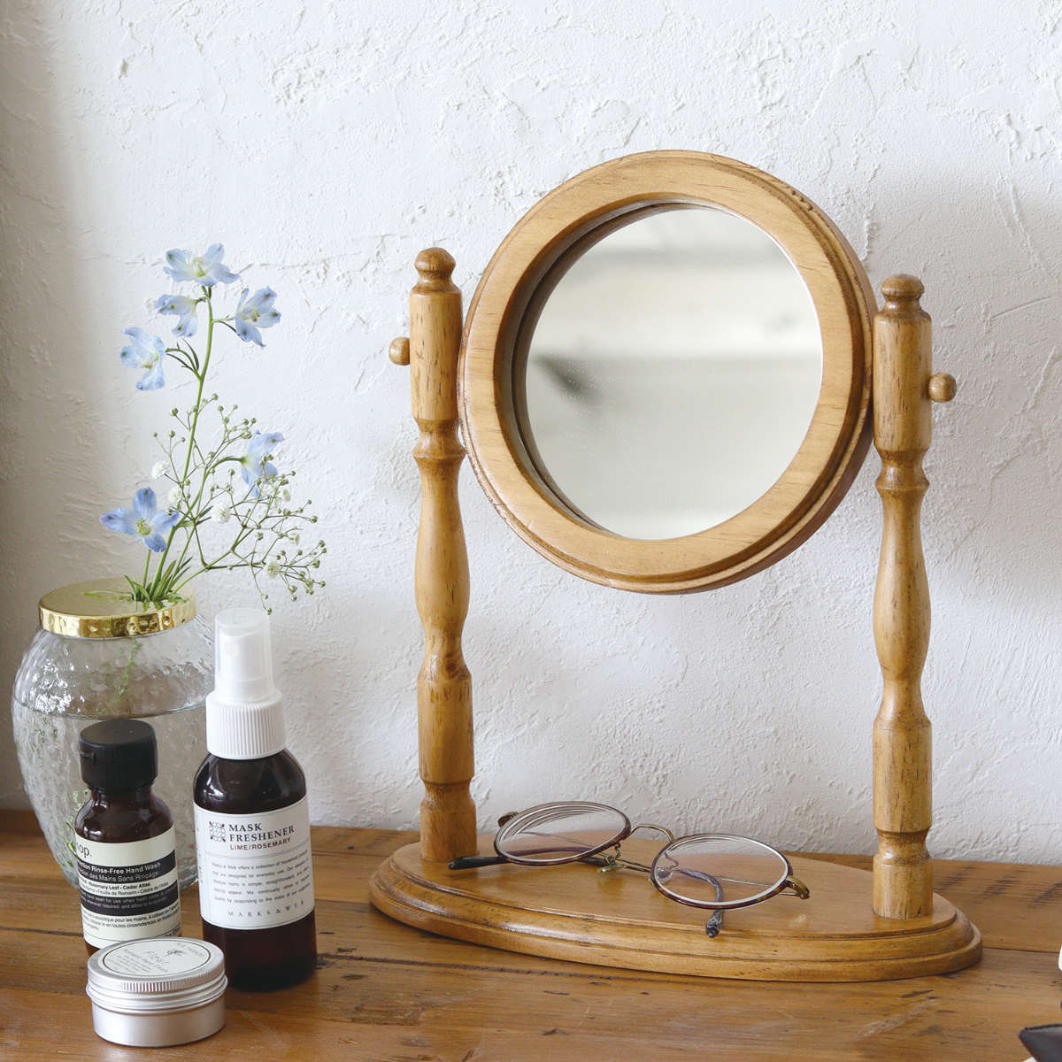 楽天市場】スタンドミラー ラウンド ヴィンテージ調 ナインマーケ