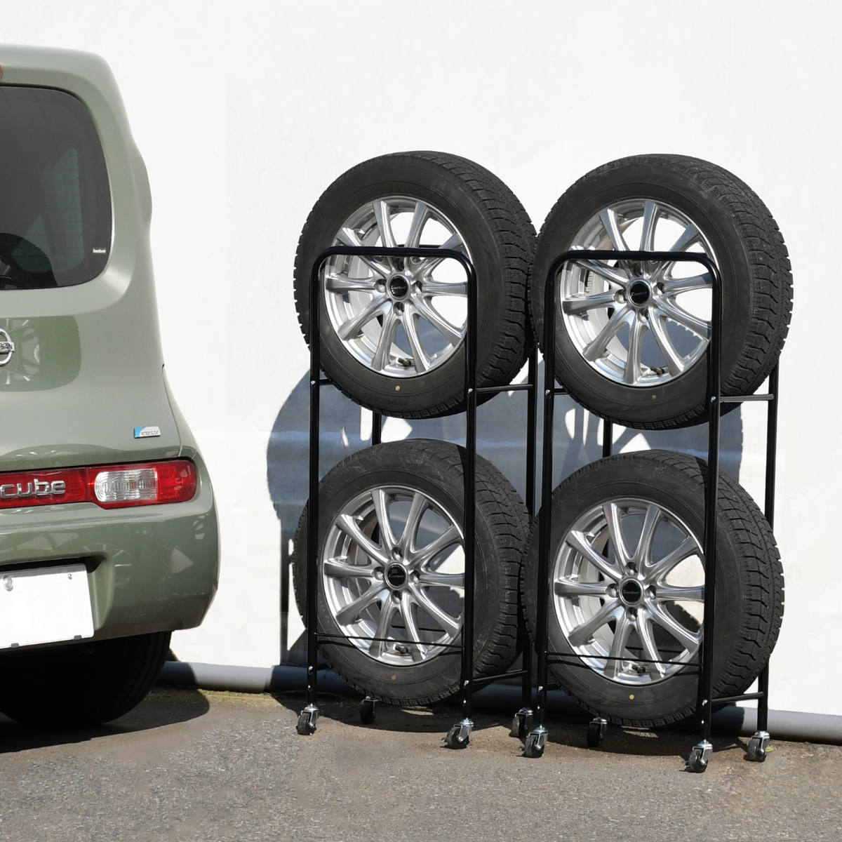 楽天市場】タイヤラック 薄型 2個組み 幅23cm 4本 縦置き （ タイヤ