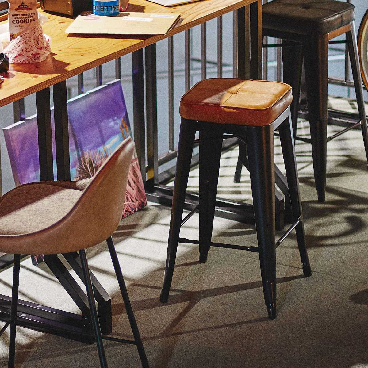 楽天市場】ハイスツール 同色2脚セット 座面高70cm クッションチェア