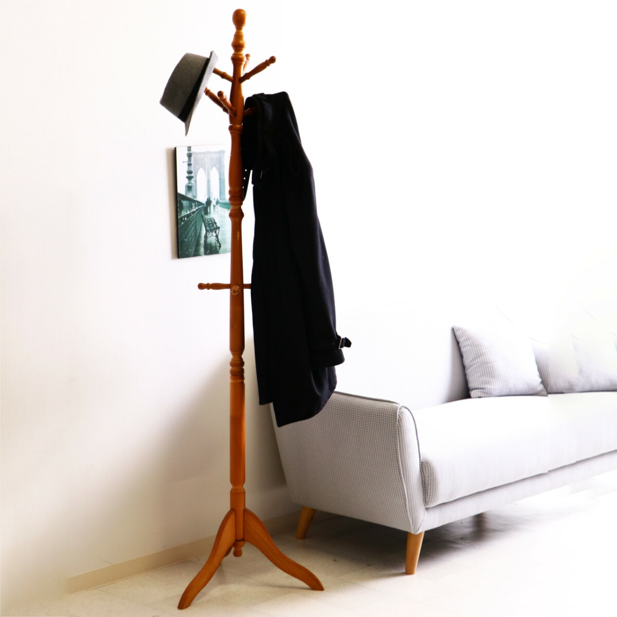 楽天市場】ポールハンガー 木製 アンティークコートハンガー 回転式
