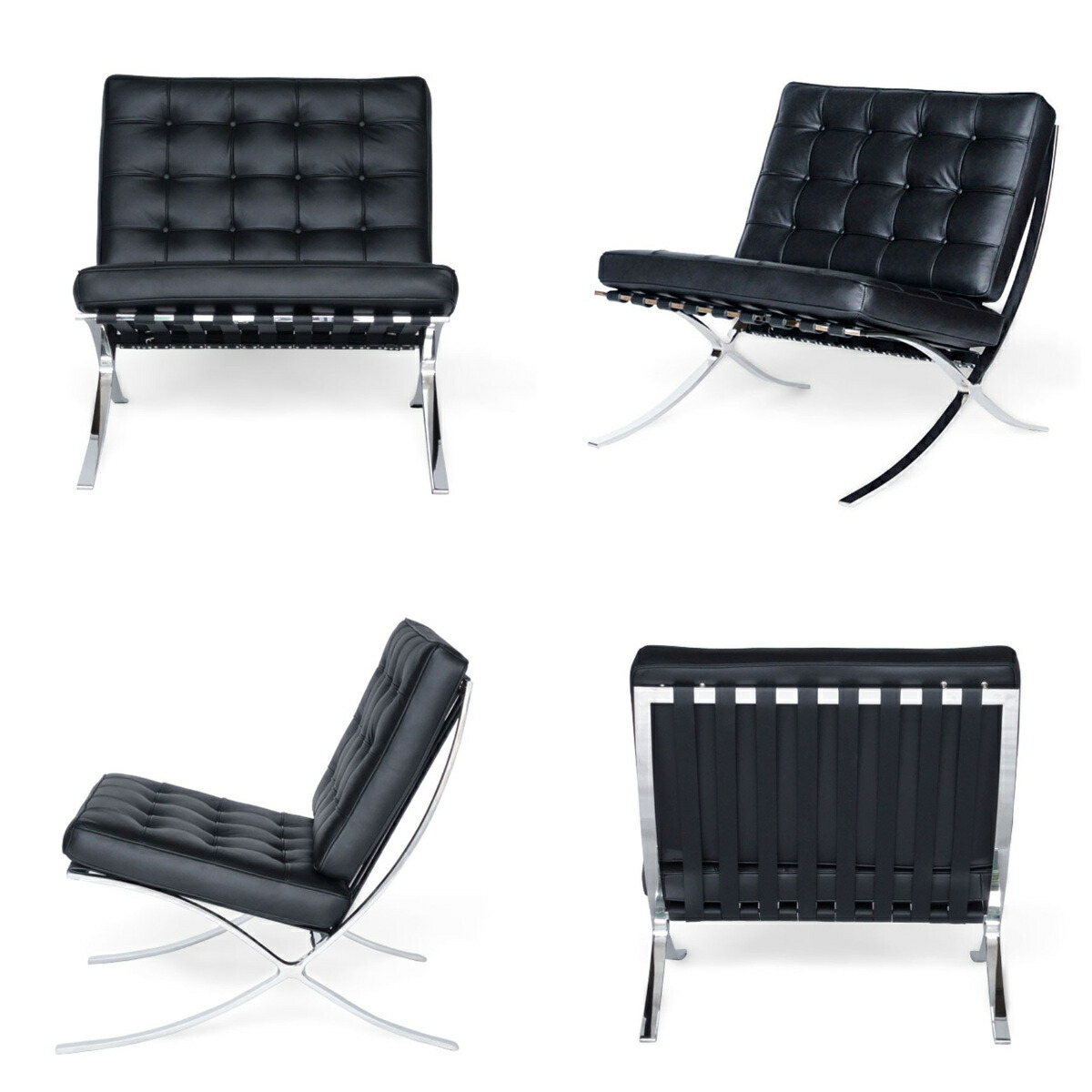 楽天市場】リビングチェア 座面高47cm 本革 バルセロナチェア （ 王様