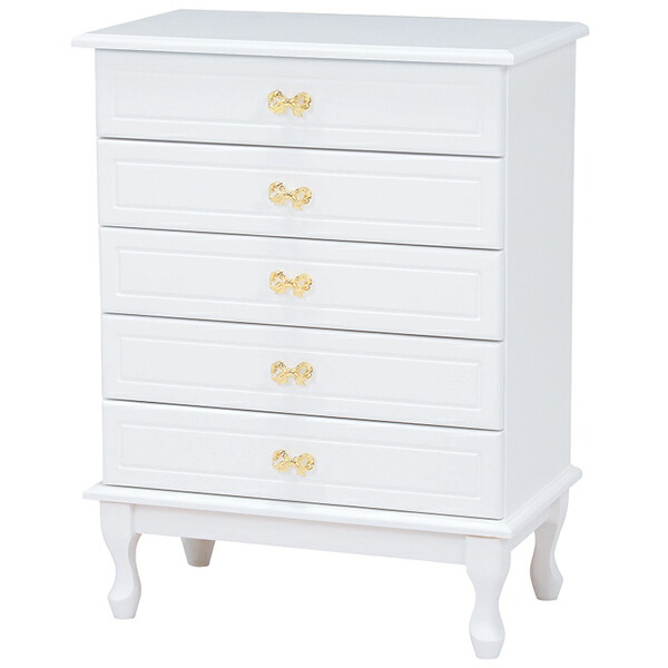楽天市場】チェスト 5段 洋タンス 姫系 ロマンチック リボン型引手