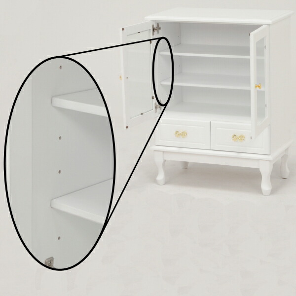 楽天市場】キャビネット ガラス扉 姫系 ロマンチック リボン型引手