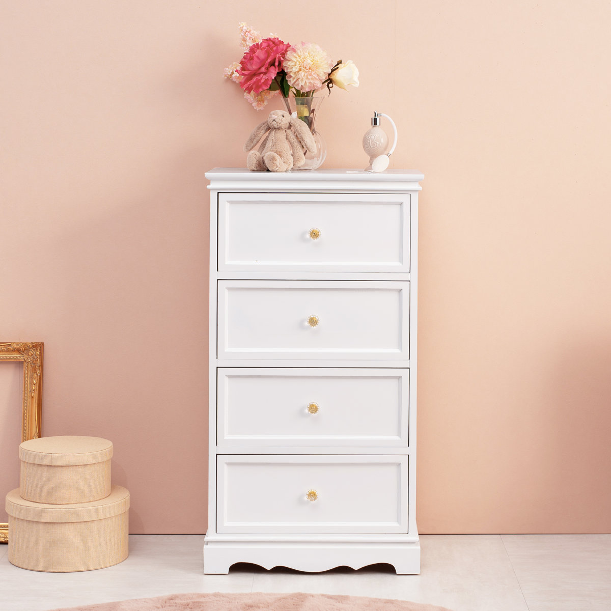 楽天市場】チェスト 4段 クリスタル取っ手 幅50cm （ 送料無料 白家具