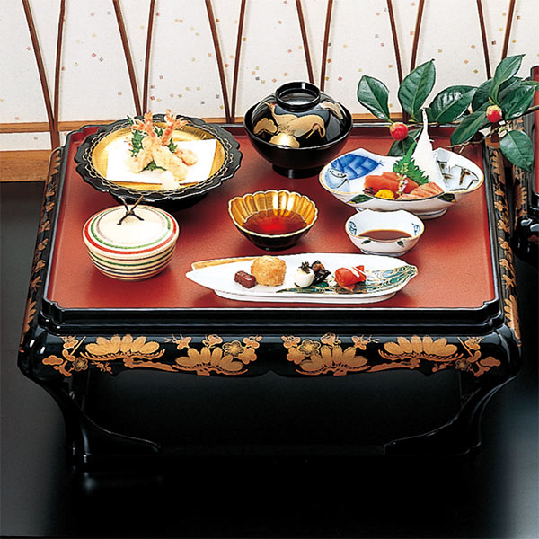 楽天市場】殿様膳 本膳 片面タイプ 高足 朱 干漆タタキ 松竹梅 お膳