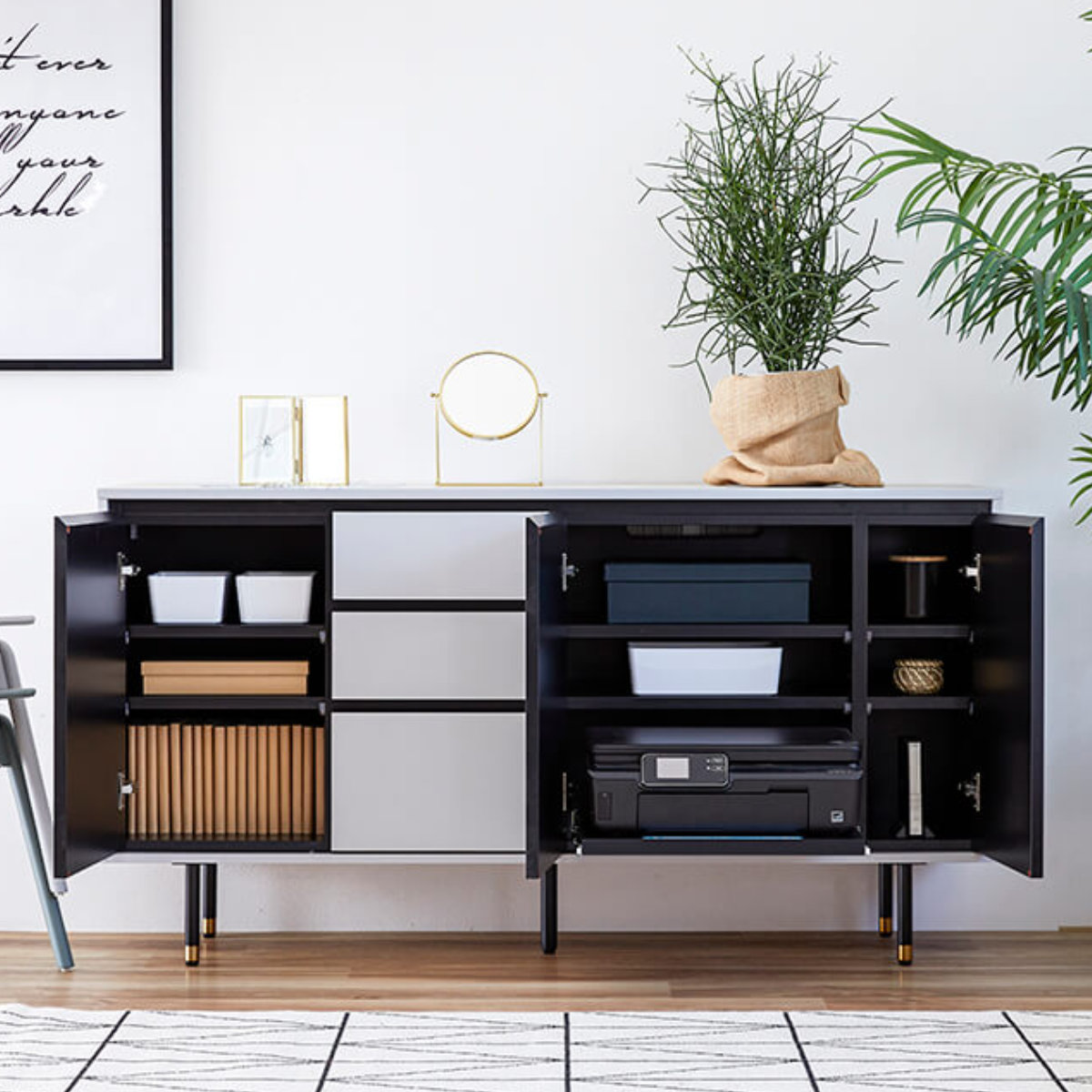 楽天市場】サイドボード キャビネット 大理石調天板 McVie 幅150cm