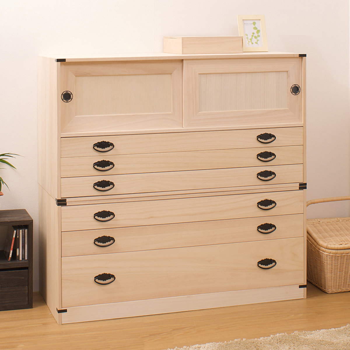 楽天市場】桐タンス 6段 引き戸タイプ 着物用 幅99 高さ98cm （ 桐