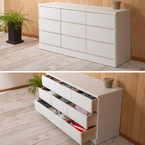 楽天市場】ローチェスト 3段 ワイドチェスト シンプル ホワイト 幅