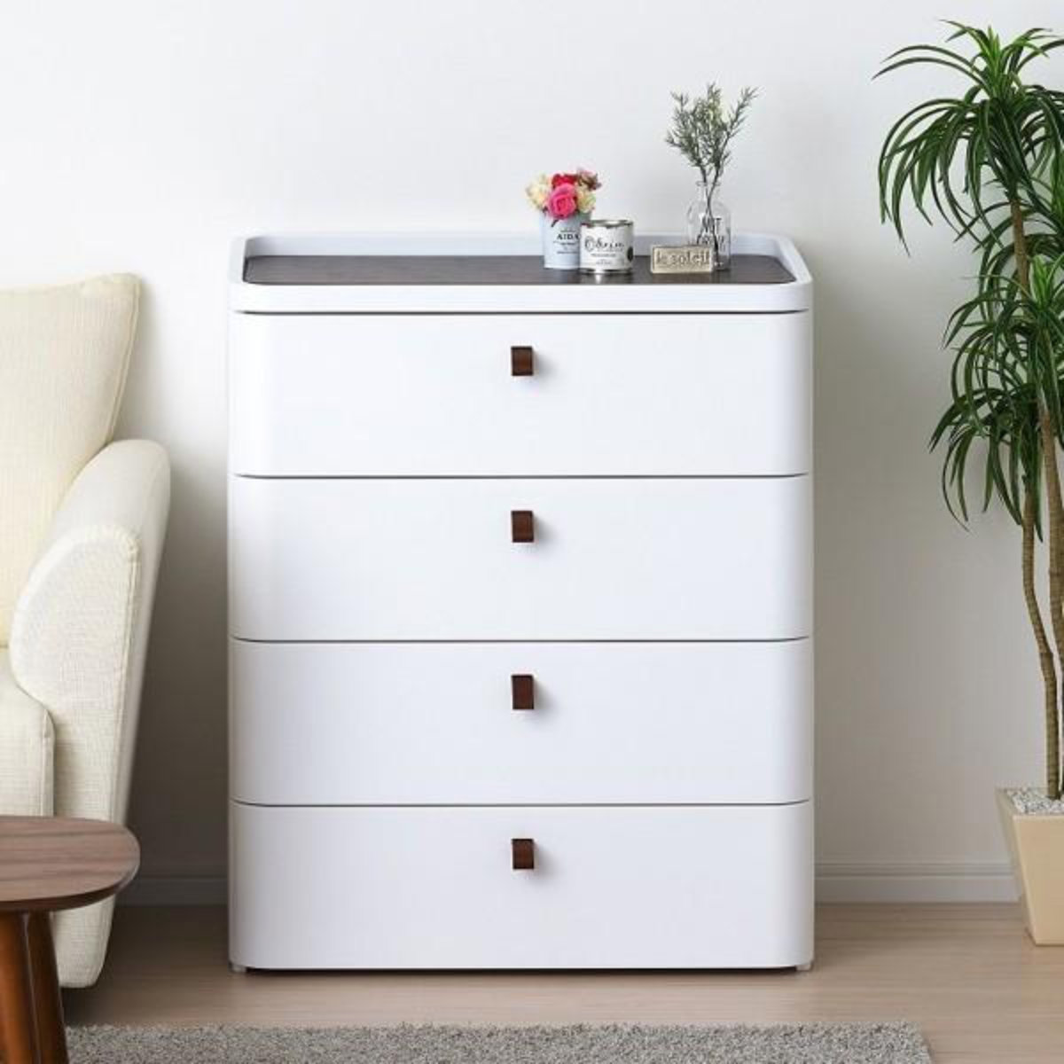 楽天市場】チェスト タンス リバーシブル 木製天板 アースホワイト 4段