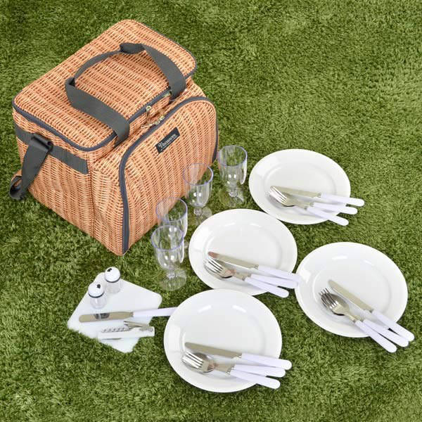 楽天市場】クーラーバッグ 食器付きピクニックバスケット バカンス