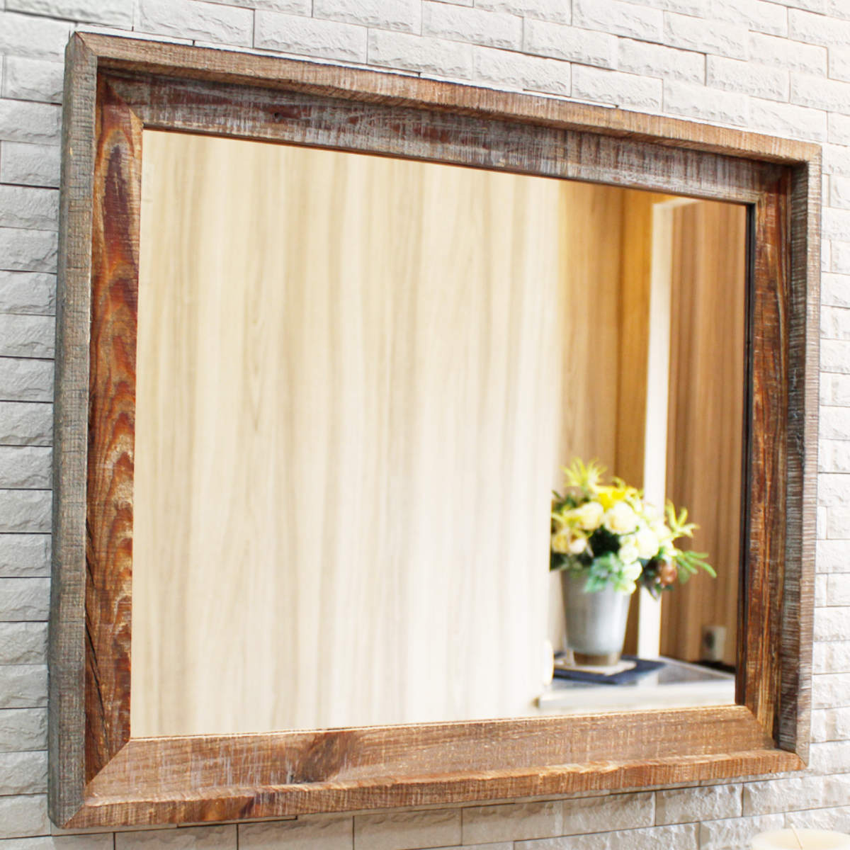 楽天市場】ウォールミラー 44.5×52.5cm ヴィンテージ 古木材
