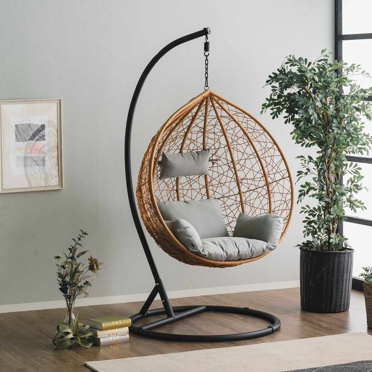 楽天市場】ハンギングチェア 1人用 ラタン調 マーレ （ エッグチェア