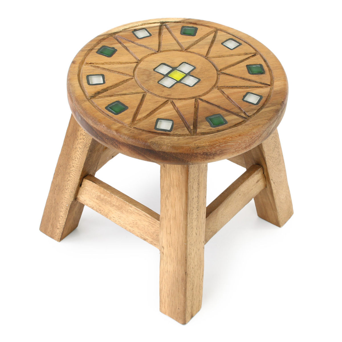 楽天市場】ラウンドスツール クリスタルタイル 木製 天然木 高さ23