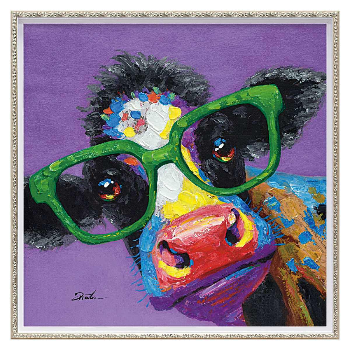 楽天市場】アートパネル オイルペイントアート 『カウ グラス』 63