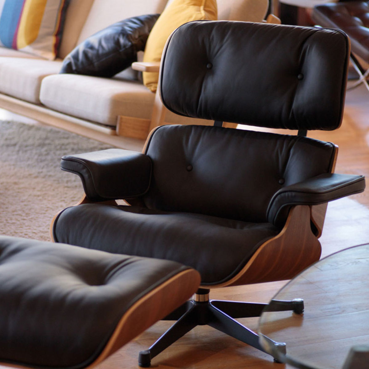 楽天市場】リビングチェア 座面高42cm 本革 ウォールナット イームズ