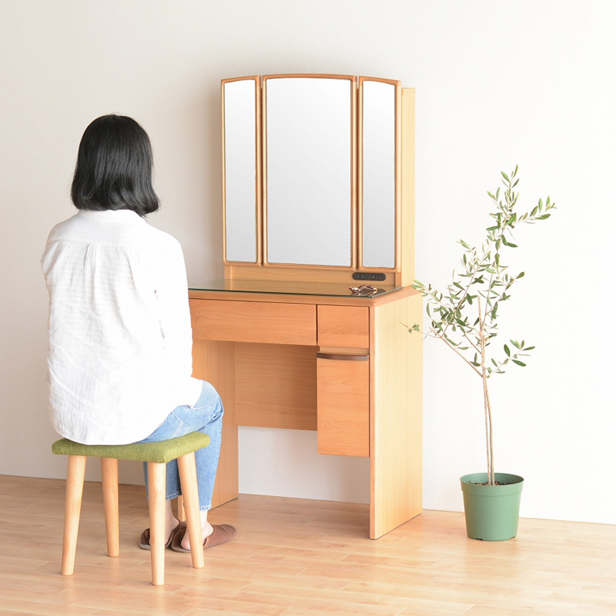 楽天市場】ドレッサー 幅65cm 鏡台 三面鏡 鏡裏収納付 ルシアン