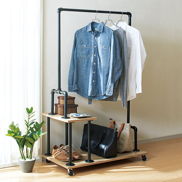 楽天市場】ハンガーラック 棚付き 幅90cm インダストリアル コート