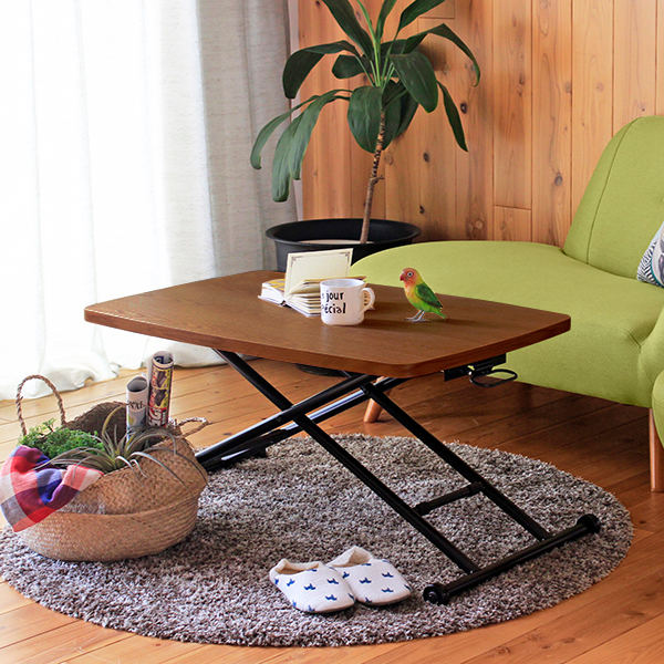 楽天市場】テーブル 高さ調整 高さ12cm〜72cm 幅90cm 木製 天然木 突板