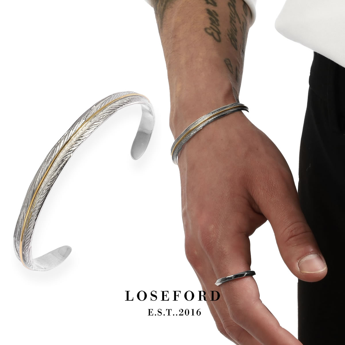 楽天市場】【LOSE FORD 公式】 316L フェザーバングル フェザー