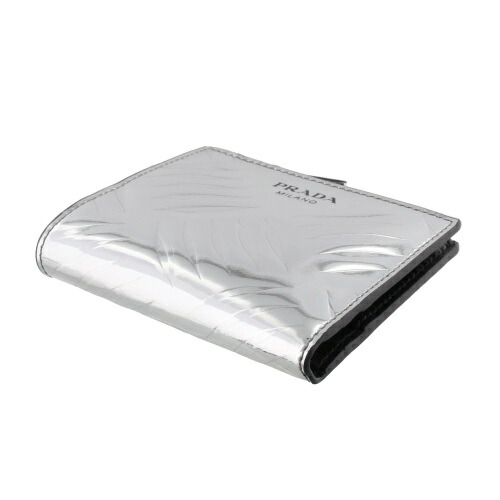 楽天市場】PRADA プラダ 二つ折り財布 コンパクト財布 メンズ シルバー