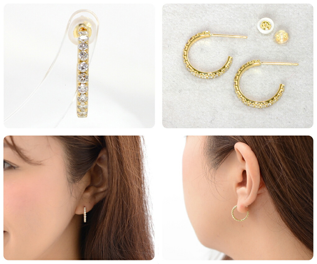 楽天市場】ダイヤモンド フープピアス 0.6ct K18 イエローゴールド 0.3