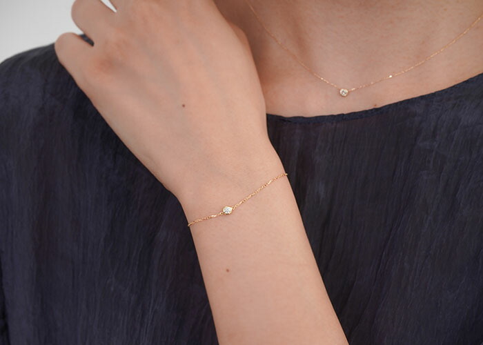 楽天市場】ダイヤモンド ブレスレット 0.1ct K18 一粒ダイヤ ダイヤ