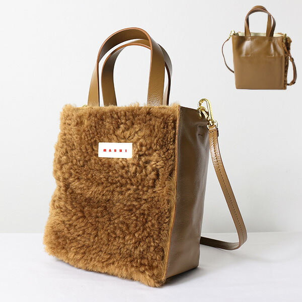 楽天市場】MARNI マルニ MUSEO SOFT MINI Long Hair Calf Shoulder Bag