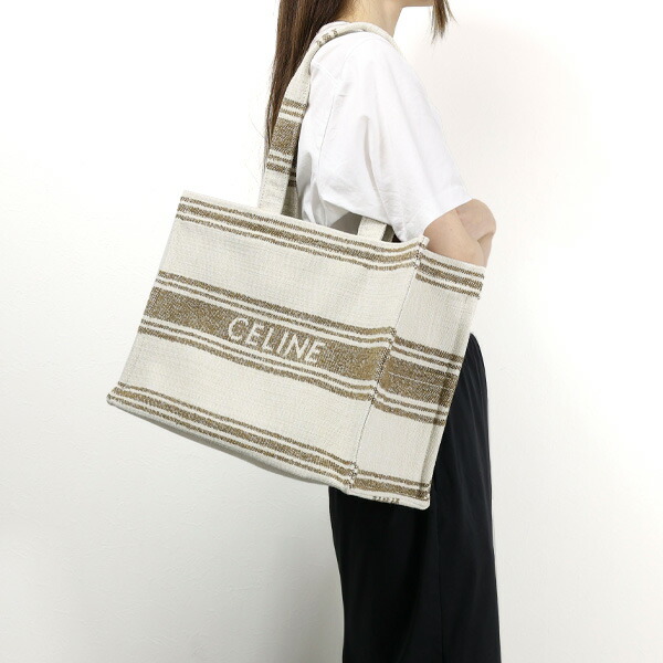 楽天市場】Celine セリーヌ Large Cabas Thais Striped Textile Tote