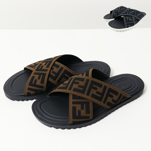 楽天市場】FENDI フェンディ FF Logo Cross Slider Slippers 7X1222