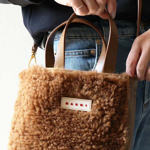 楽天市場】MARNI マルニ MUSEO SOFT MINI Long Hair Calf Shoulder Bag