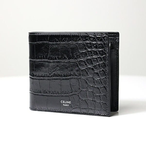 楽天市場】CELINE セリーヌ Crocodile Embossed Bi-Fold Wallet