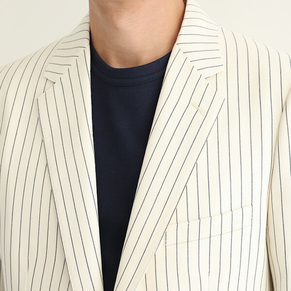 CELINE レイヤードデザイン ストライプノーカラージャケット 40 CELINE