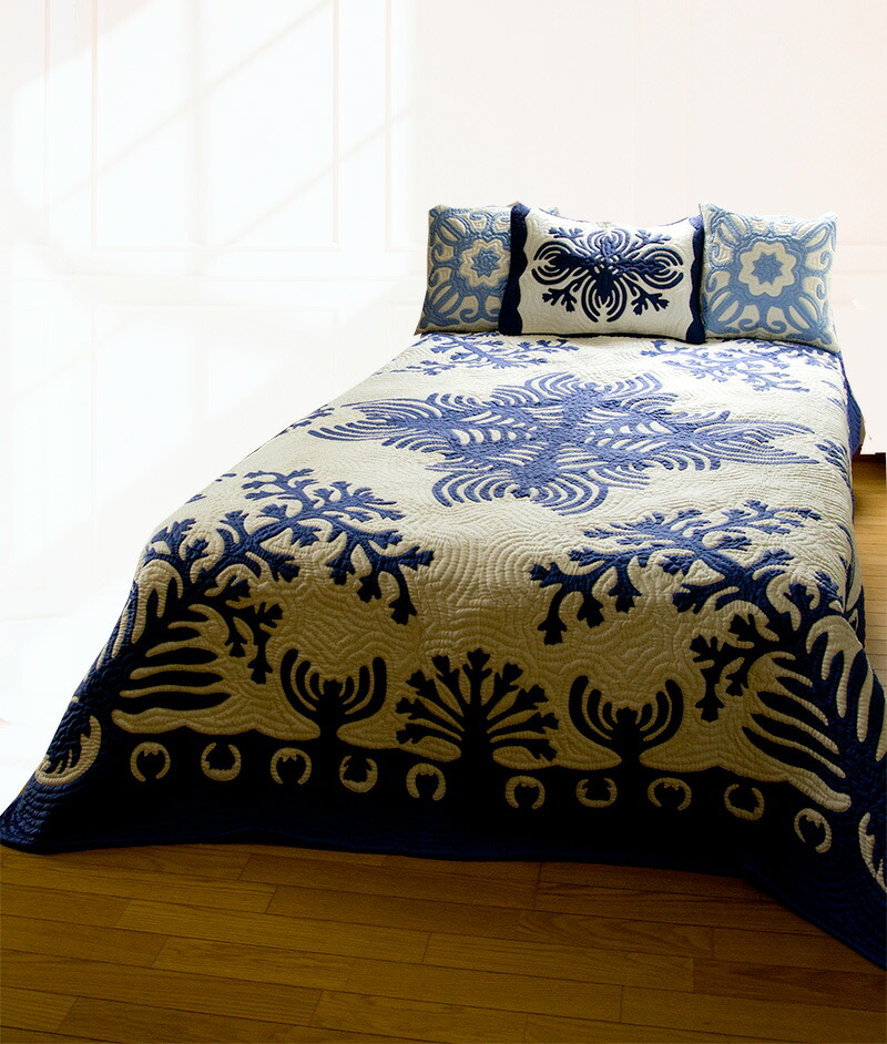 楽天市場】ハワイアンキルトベッドカバー 完成品 ハワイアンキルト